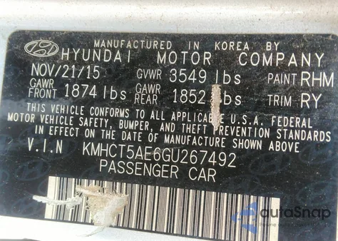 2016 Hyundai Accent Se z USA, uszkodzony, nr VIN KMHCT5AE6GU267492